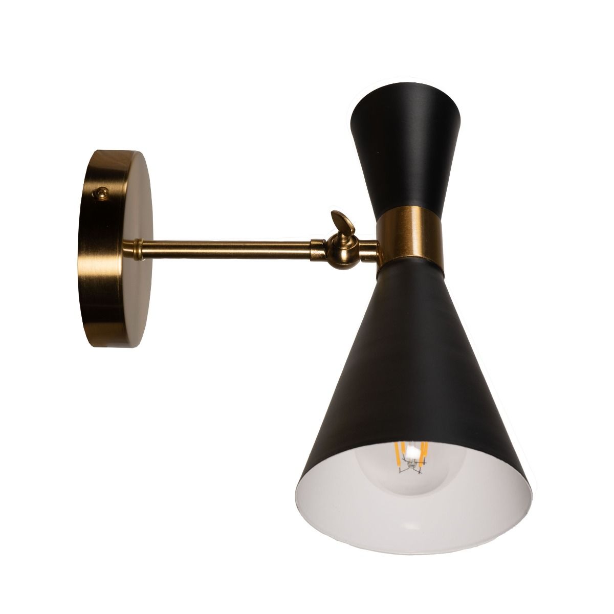 Calvin One Armed Black and Brass Metal Wall Sconce