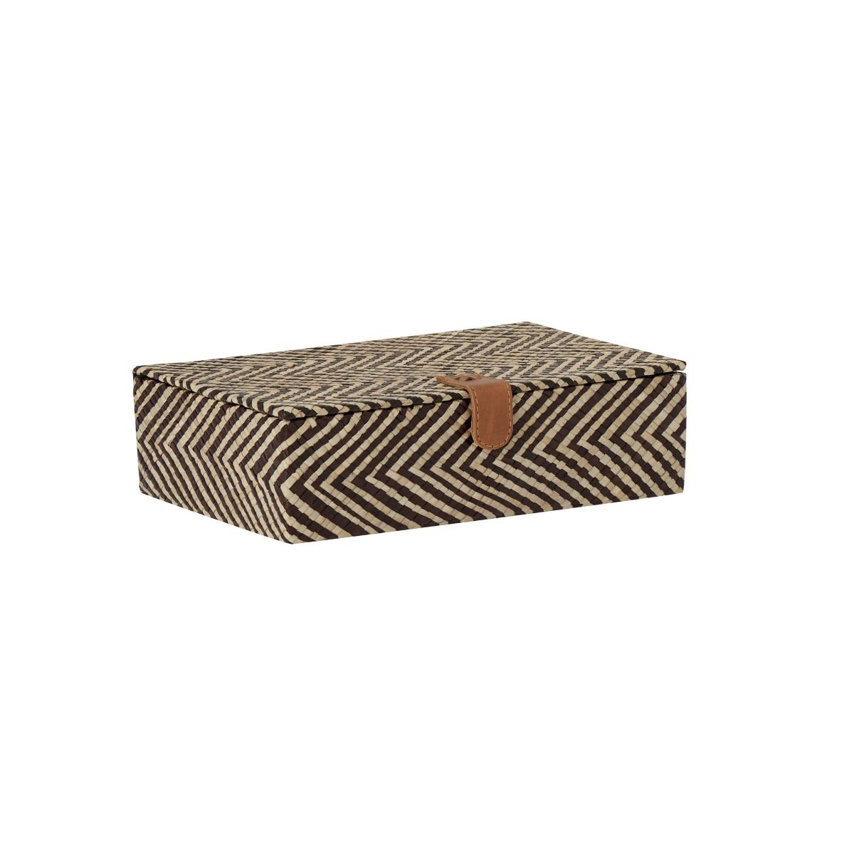 Pandan Chevron Leather Closure Storage Box by Torre & Tagus - Small